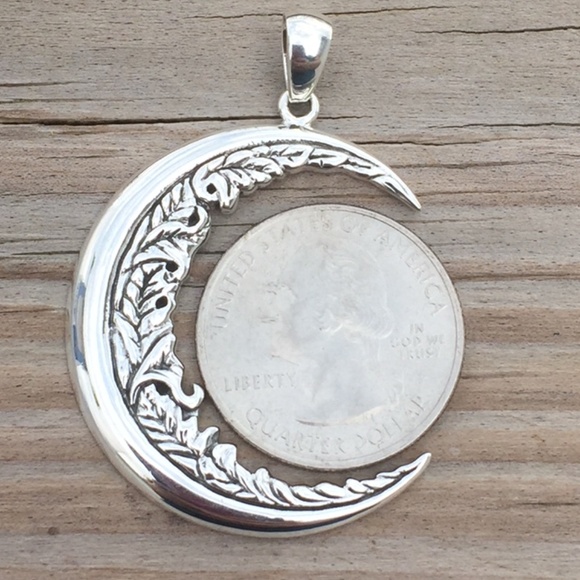 Large Moon Flower Pendant solid .925 Sterling Silver Magick Moon Peter Stone - Picture 8 of 8